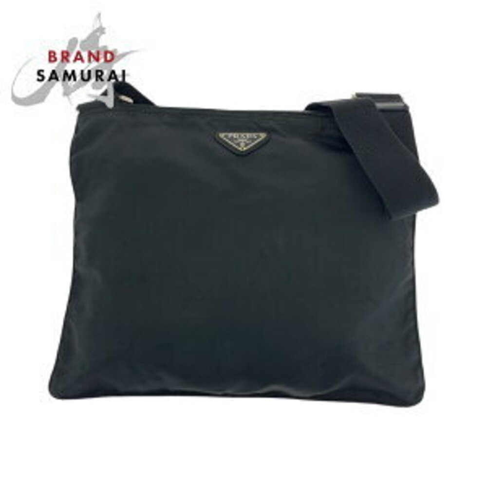 Prada bag triangular nylon sacoche Tessuto plate logo shoulder black - Picture 2 of 10